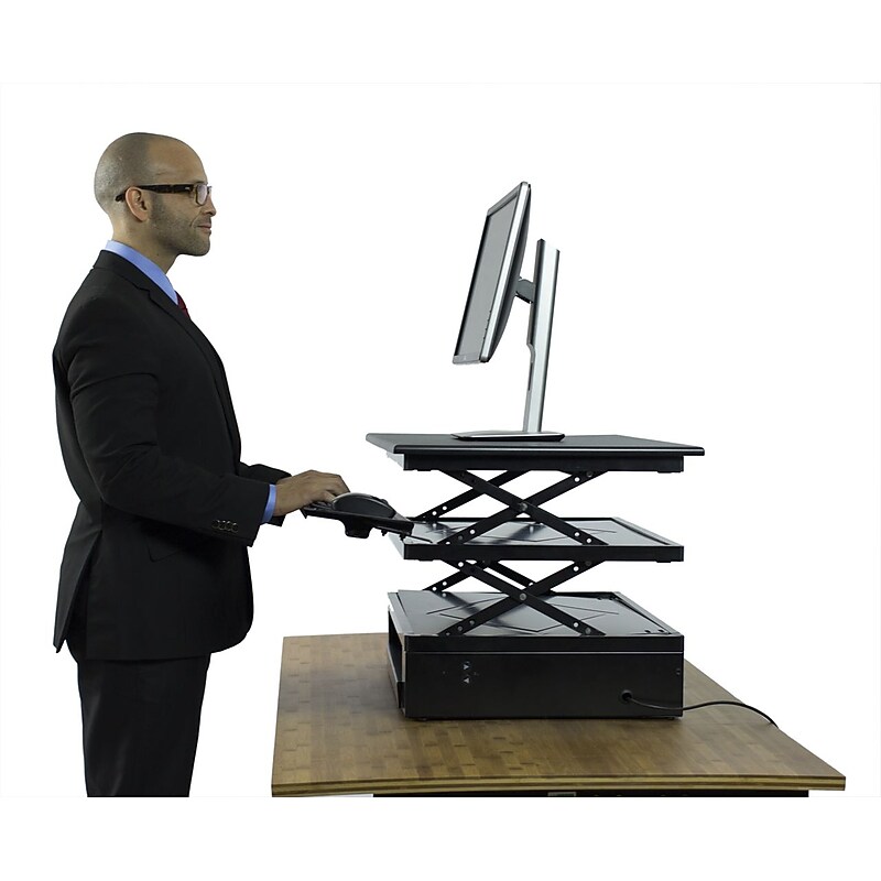 Uncaged Ergonomics Electric CHANGEdesk Adjustable Height Standing Desk Conversion, Black (CDE) image 1