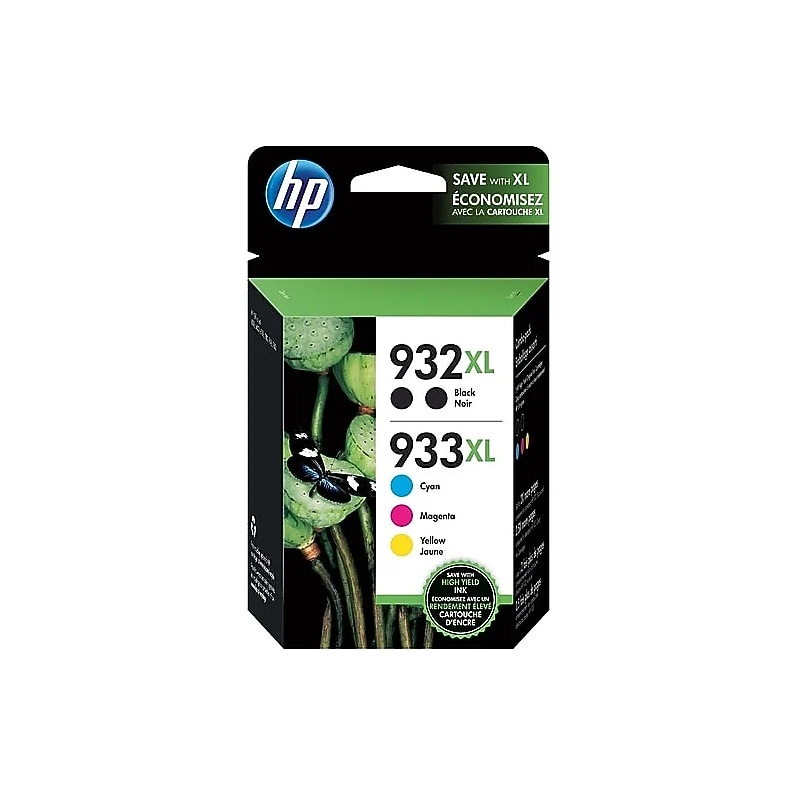 HP 932XL/933XL Black/Cyan/Magenta/Yellow High Yield Ink Cartridges, 5/Pack (N9H69FN) image 1