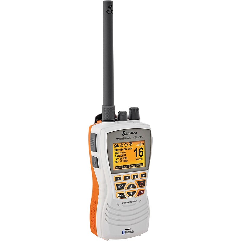 Cobra DSC Floating VHF Marine Radio With Built-in GPS & Bluetooth, White (MRHH600WFLTGPSBT) image 1