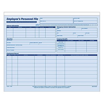 Adams 1 Part Employee Personal Files, 20/Pack (9287ABF)