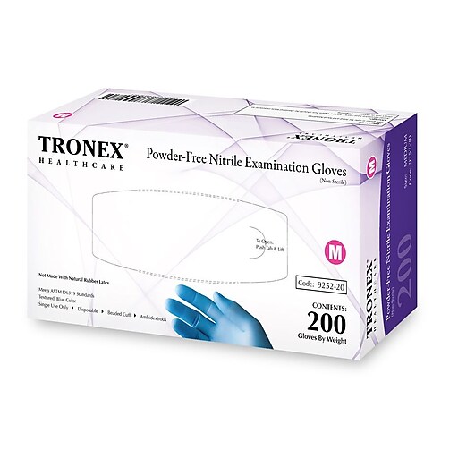 Tronex Nitrile PowderFree FingertipTextured, Blue, Examination Gloves