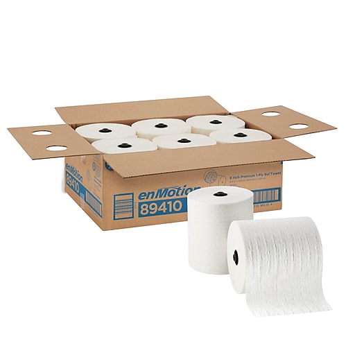 White Premium Touchless Roll Towel Georgia-Pacific enMotion 894-10 425 Length x 8.25 Width Roll of 6