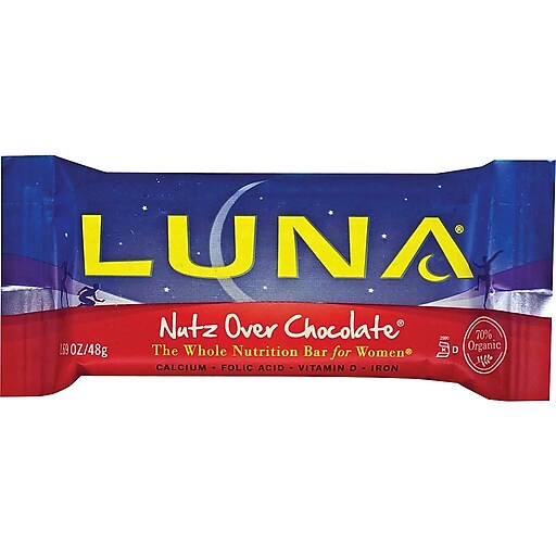 LUNA Nutz Over Chocolate Gluten Free Chocolate Nuts Granola Bar, 1.69 oz., 15 Bars/Box (CCC30310