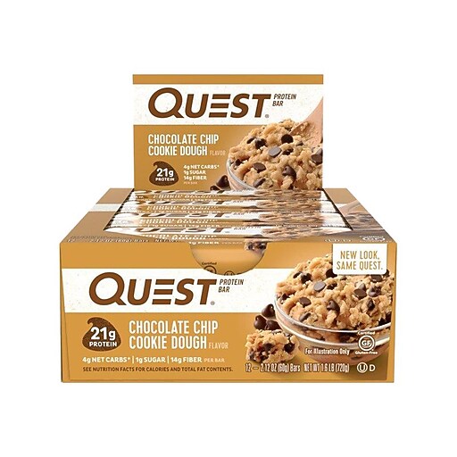 Quest Gluten Free Chocolate Chip Protein Bar, 2.12 oz, 12 Bars/Box