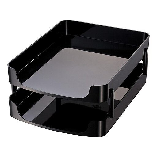 Officemate 2200 Series Front Loading Letter Trays, Black, 2/Set (22236