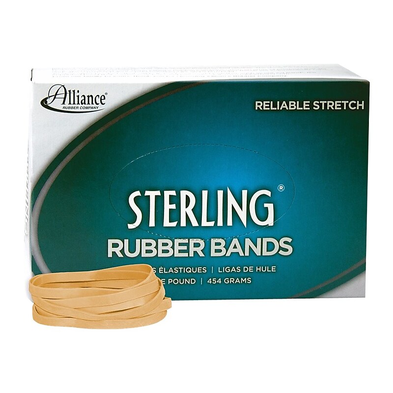 Alliance Rubber Sterling Multi-Purpose #64 Rubber Bands, 3.5" x 0.25", Natural Crepe, 425/Pack (24645) image 1