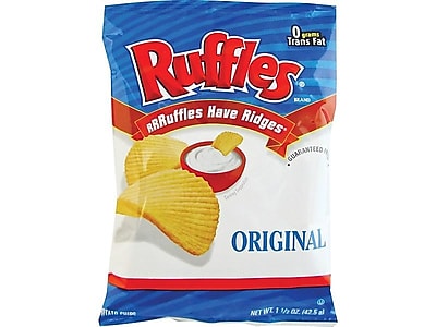 BBD:16/JUL/24 Ruffles Ridged Potato Chips, Regular, 1.5-Ounce Large Single Serve Bags (Pack of 64)