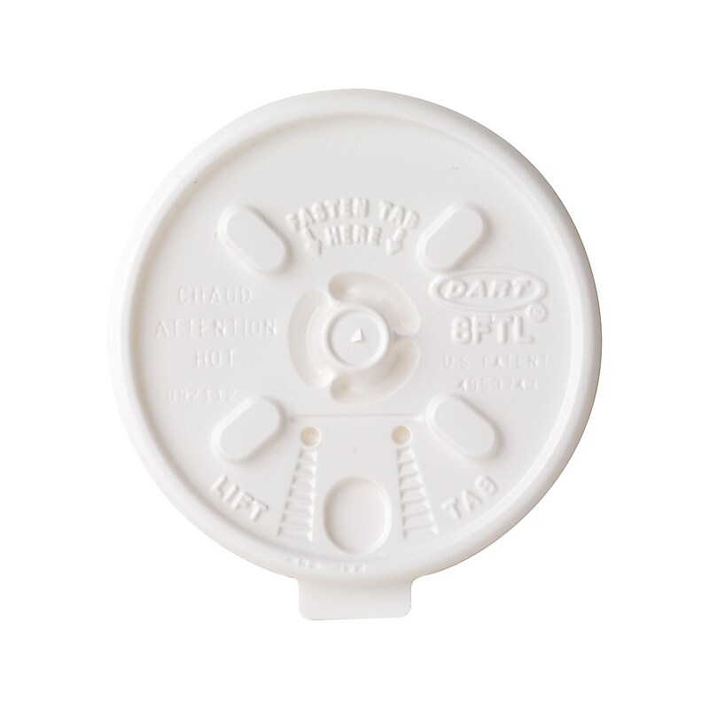 Dart Lift n' Lock Lids, White, 1000/Carton (8FTL) image 1