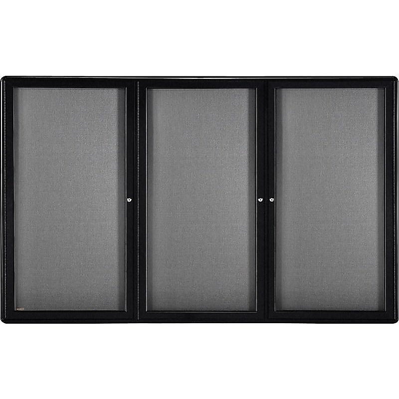Ghent Ovation Fabric Enclosed Bulletin Board, Black Frame, 4'H x 6'W (OVK5-F91) image 1