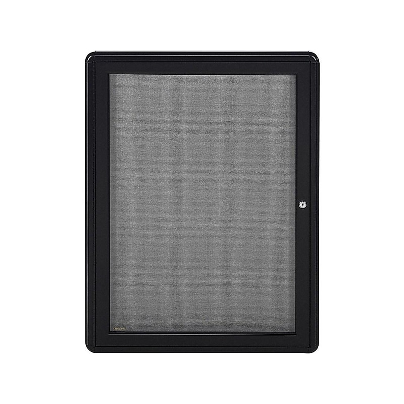 Ghent Ovation Fabric Enclosed Bulletin Board, Black Frame, 2'H x 3'W (OVK1-F91) image 1