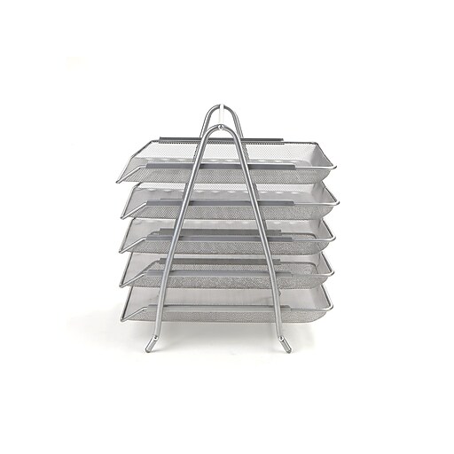 Mind Reader 5 Tier Steel Mesh Paper Tray Desk Organizer, Silver