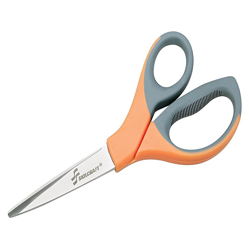 AbilityOne SKILCRAFT 8.25" Stainless Steel Standard Scissors, Black/Orange (5110-01-241-4373) image 1