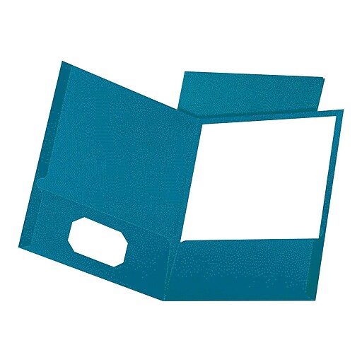 Oxford Linen 2Pocket Presentation Folders, Teal, 25/Box (OXF 53442) at