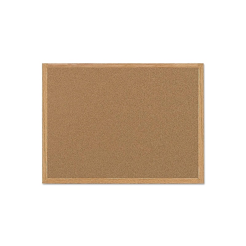 Bi-Office Budget Cork Bulletin Board, Oak Frame, 24"H x 36"W (MC070014231) image 1