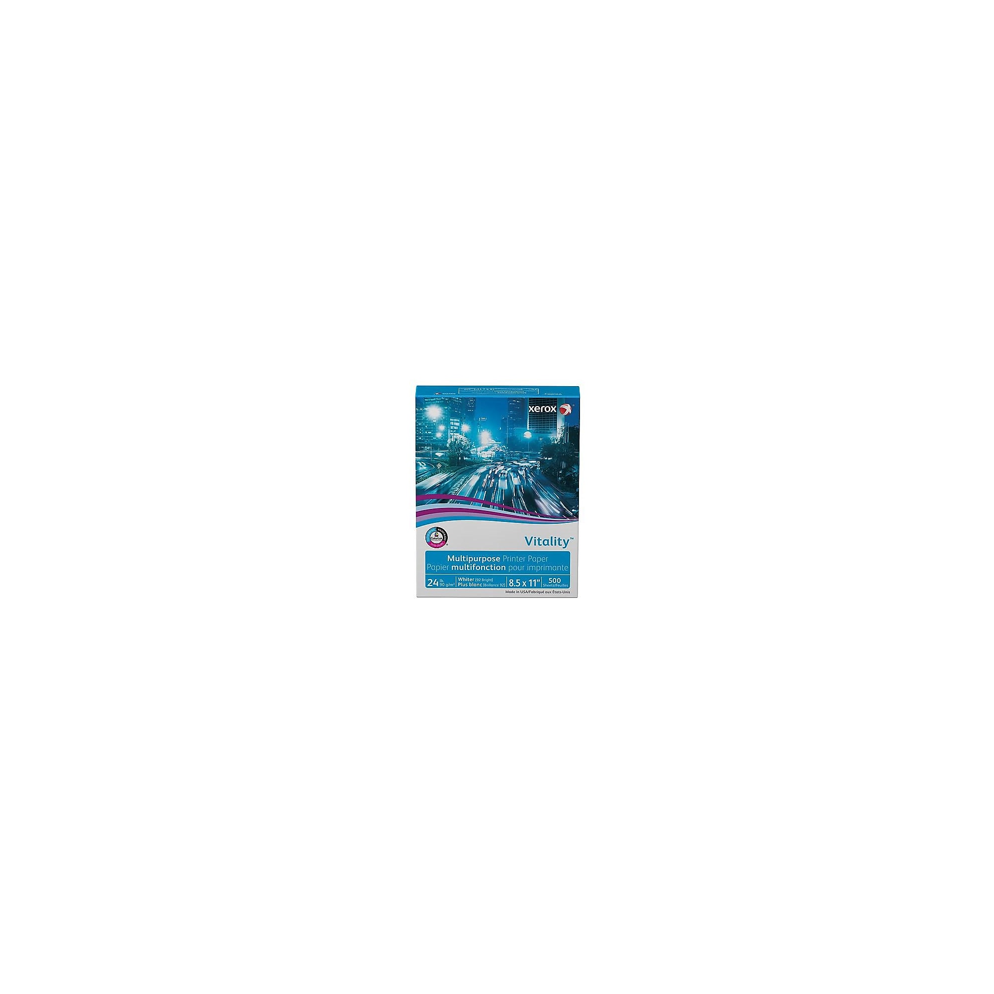 Xerox Vitality 8.5″ x 11″ Multipurpose Paper, 24 lbs., 92 Brightness, 500 Sheets/Ream (3R02531) Simolary simolary.com