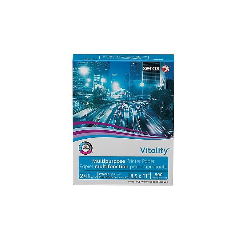 Xerox Vitality 8.5" x 11" Multipurpose Paper, 24 lbs., 92 Brightness, 500 Sheets/Ream (3R02531) image 1