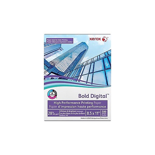Xerox Bold Digital Bond Paper, 28 lbs., 8.5" x 11", 100 Brightness, 500