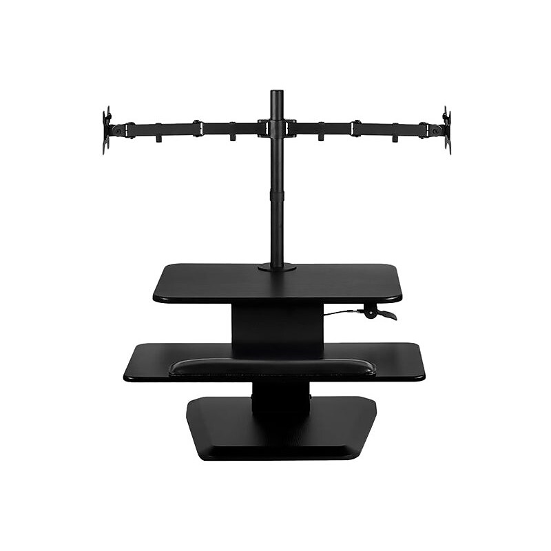 Mount-It! 24"W Manual Adjustable Standing Desk Converter with Dual Monitor Mount, Black (MI-7914) image 1