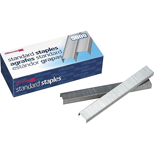 Officemate Standard Staples, 1/4" Leg Length, 5000/Box (91900) Staples