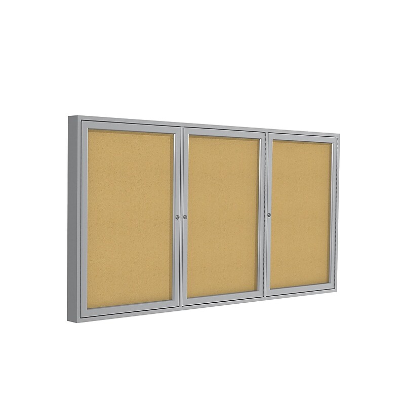 Ghent Cork Enclosed Bulletin Board, Satin Frame, 3'H x 6'W (PA33672K) image 1