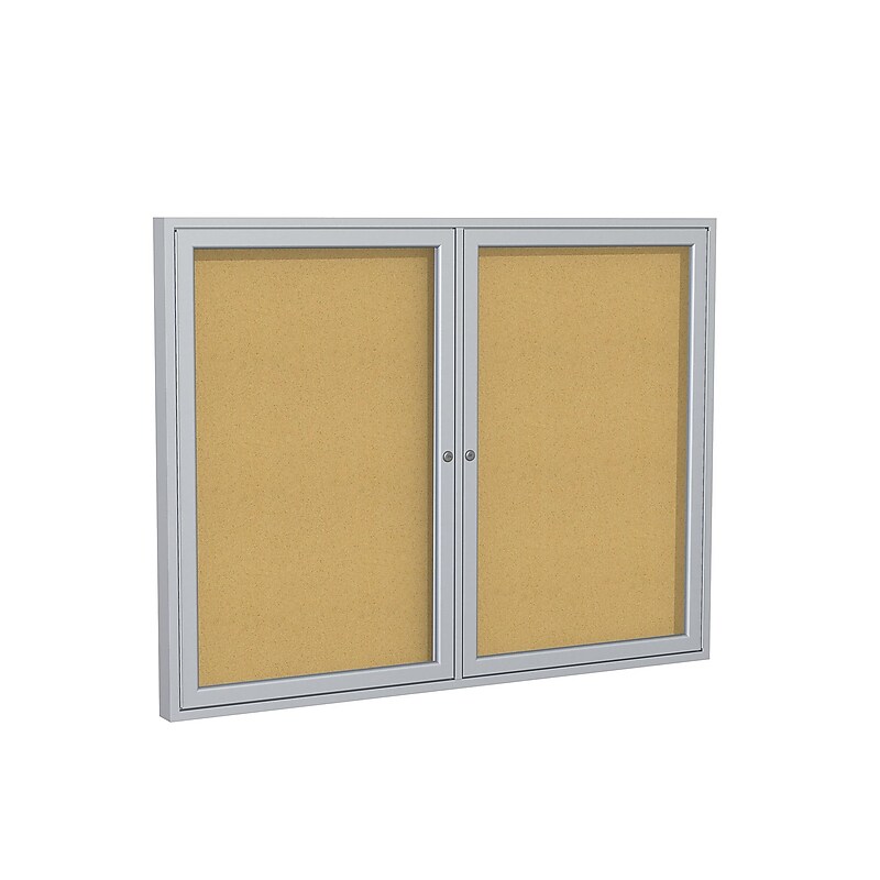 Ghent Cork Enclosed Bulletin Board, Satin Frame, 3'H x 4'W (PA23648K) image 1