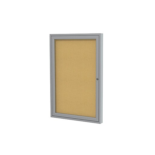 Ghent Cork Enclosed Bulletin Board, Satin Frame, 1.5'H x 2'W (PA12418K