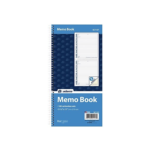 Adams Memo Message Pad, 5.5" x 11", Ruled, White, 50 Sheets/Pad (SC1157