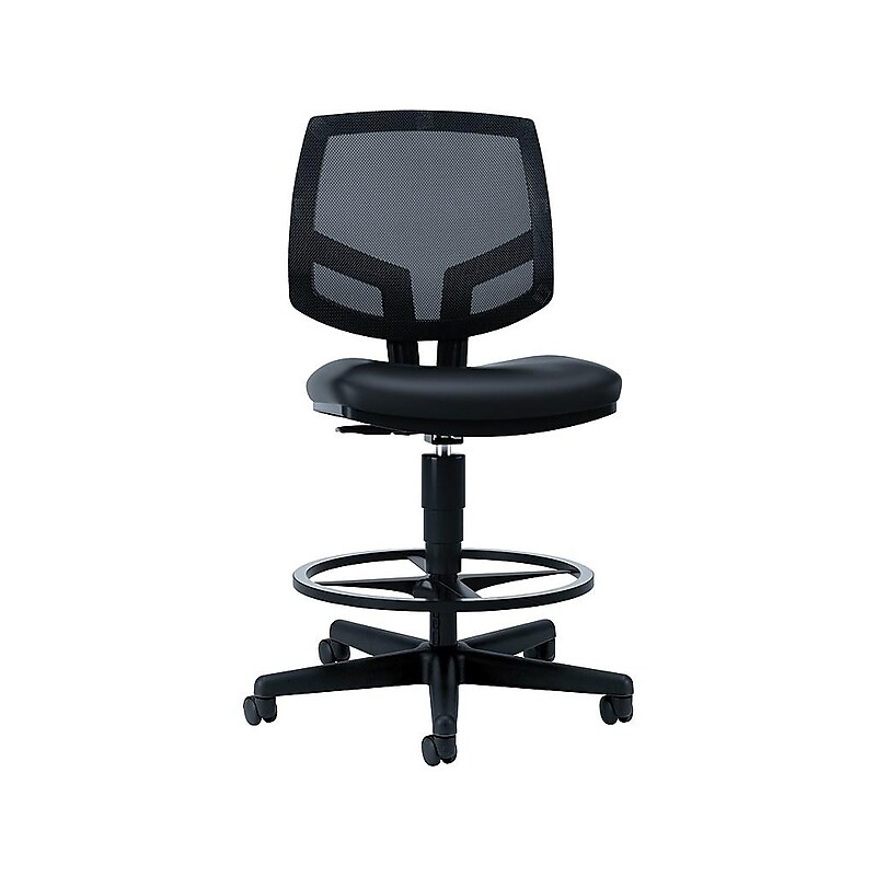 HON Volt Mesh Back SofThread Leather Computer and Desk Stool, Black (H5715.SB11.T) image 1