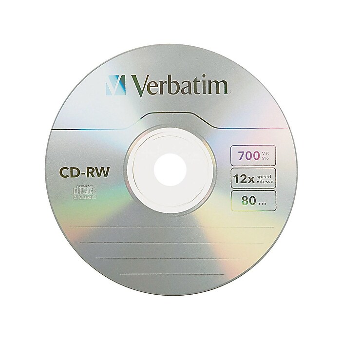 Verbatim CD-RW 700MB 4X-12X High Speed with Branded Surface, 25