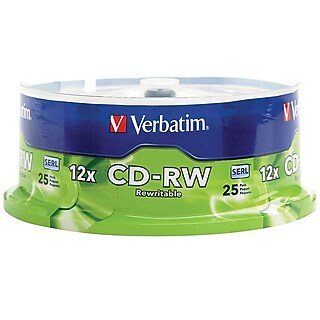 Verbatim CD-RW 700MB 4X-12X High Speed with Branded Surface, 25