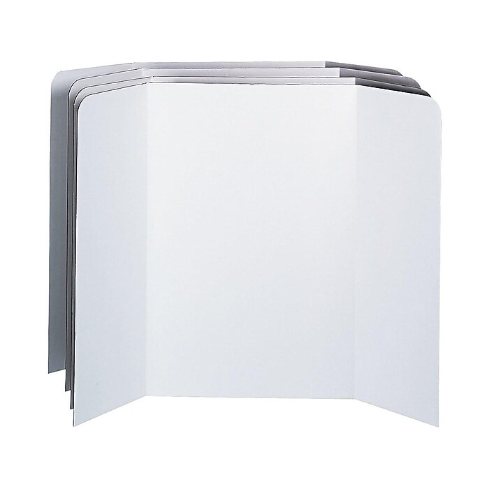 Pacon 80% Recycled Spotlight Double-Walled Tri-Fold Presentation Boards, 48" X 36", White, Carton Of 18