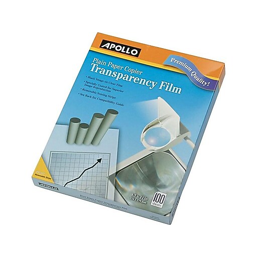 Apollo Transparency Film with Removable Sensing Stripe, 8.5" x 11", 100