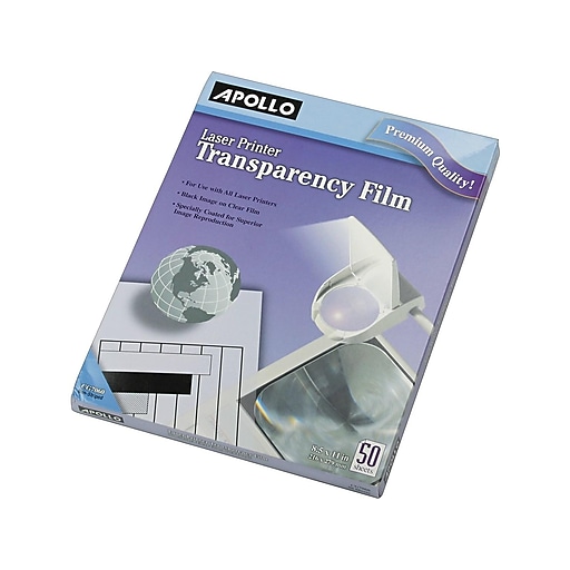 Apollo Laser Printer Transparency Film - 50 / Box - Clear