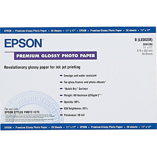 Epson Premium Photo Paper Glossy (11 x 14, 20 Sheets)