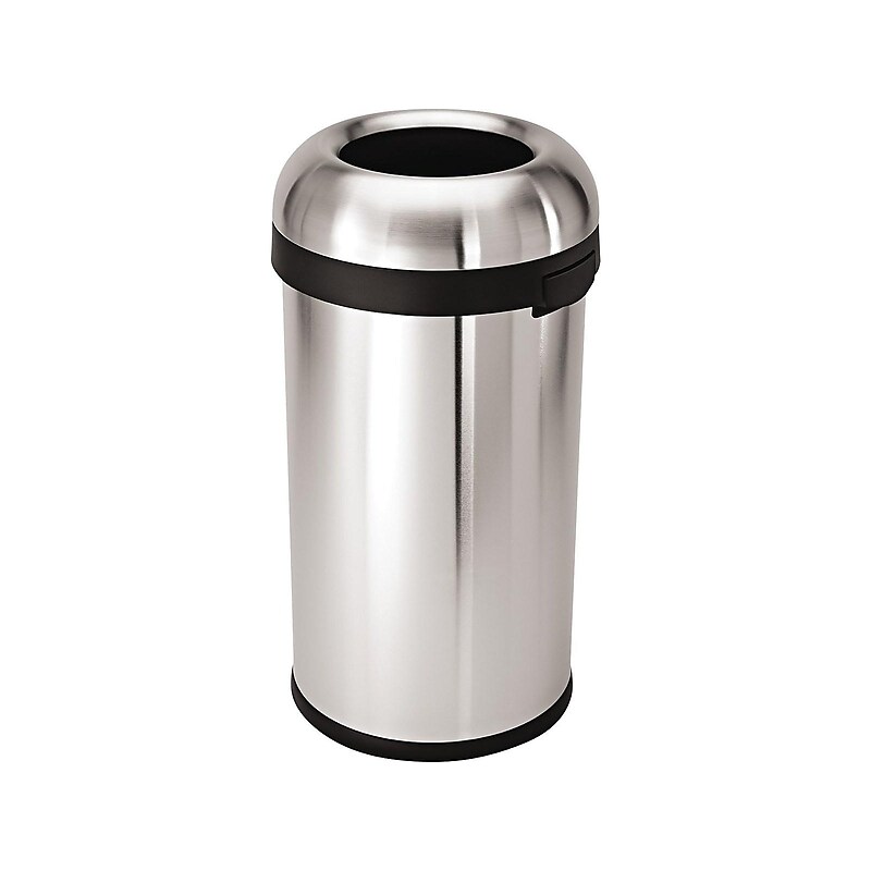 simplehuman Indoor Trash Can with Lid, Brushed Stainless Steel, 16 Gallon (CW1407) image 1
