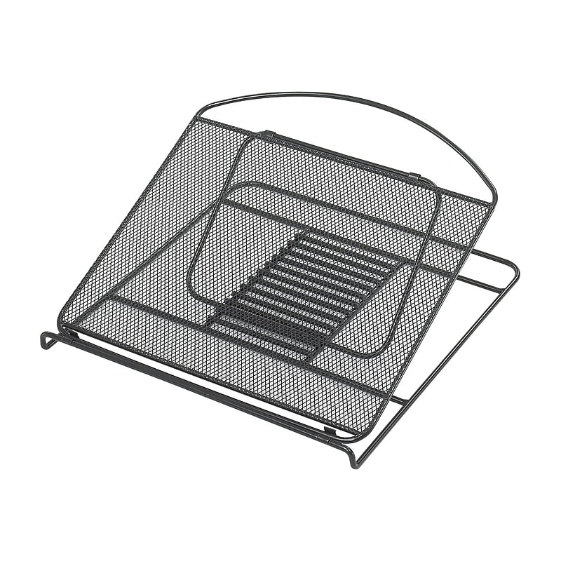 Safco Onyx 12.25" x 12.25" Steel Mesh Adjustable Laptop Stand, Black (2161BL) image 1