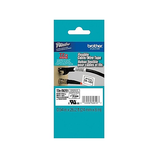 Brother Ptouch TZeFX251 Laminated Flexible ID Label Maker Tape, 1" x