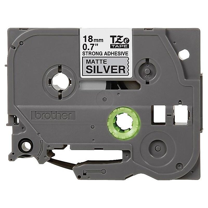 Brother P-touch TZe-S941 Laminated Extra Strength Label Maker Tape, 3/4" x 26-2/10', Black on Matte Silver (TZe-S941) image 1