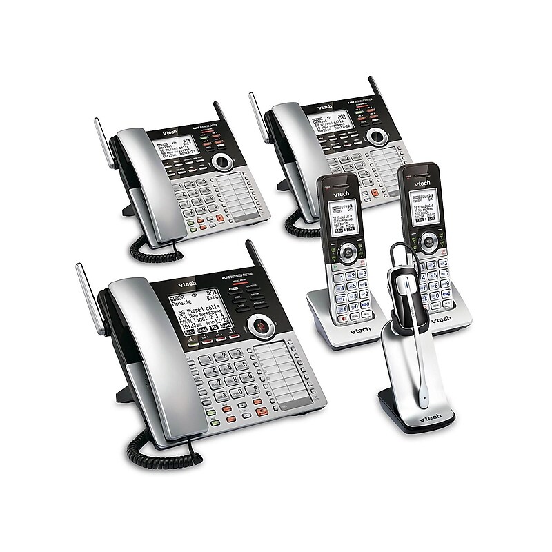 VTech Small Business System 80-0978-00 4-Line Cordless Phone, Silver/Black image 1