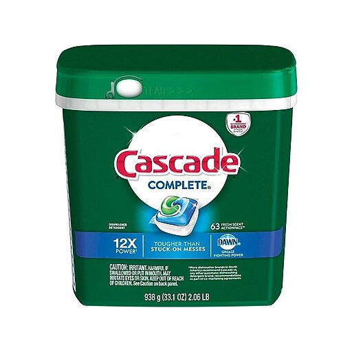 Cascade® Complete™ ActionPacs™ Dishwasher Detergent, Fresh Scent, 63