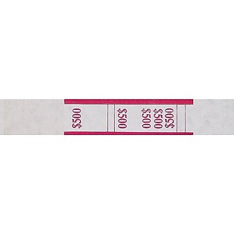 Pap-R Products Currency Straps, White with Red Print 1000/Pack (400500)