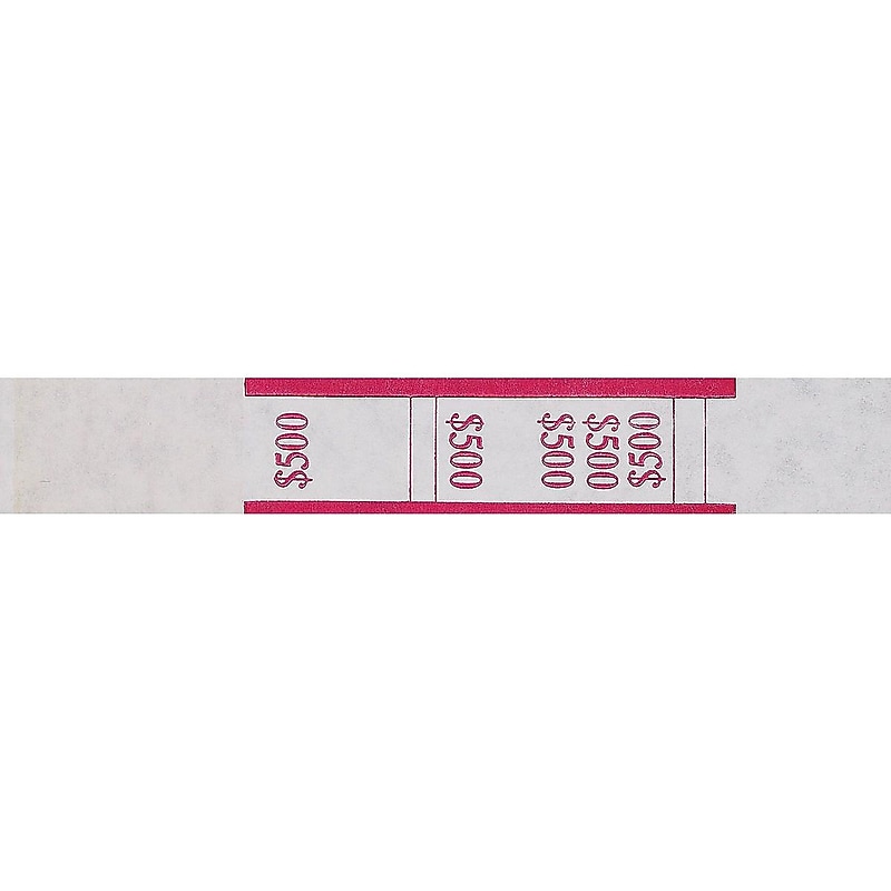 Pap-R Products Currency Straps, White with Red Print 1000/Pack (400500) image 1