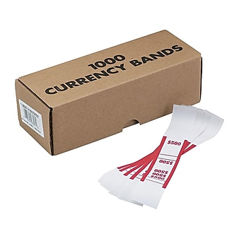 Pap-R Products Currency Straps, White with Red Print 1000/Pack (400500)