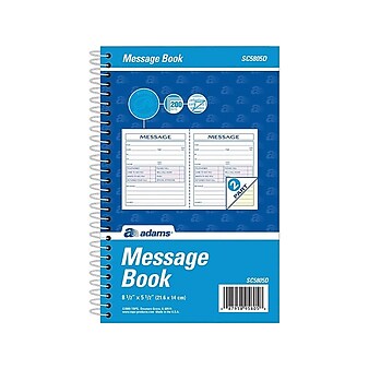 Adams Phone Message Pad, 5.5" x 8.5", Ruled, White, 100 Sheets/Pad (SC5805D)