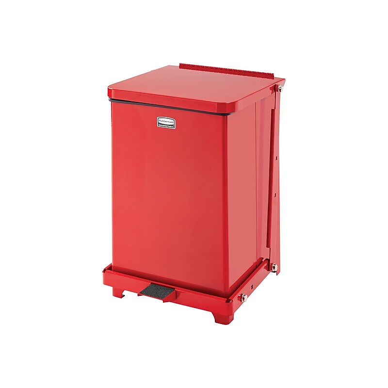 Rubbermaid Defenders Indoor Step Trash Can, Red Metal, 4 Gal. (FGST7EPLRD) image 1
