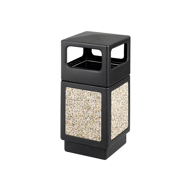 Safco Canmeleon Indoor, Outdoor Trash Can w/Lid, Black HDPE, 38 Gal. (9472NC) image 1