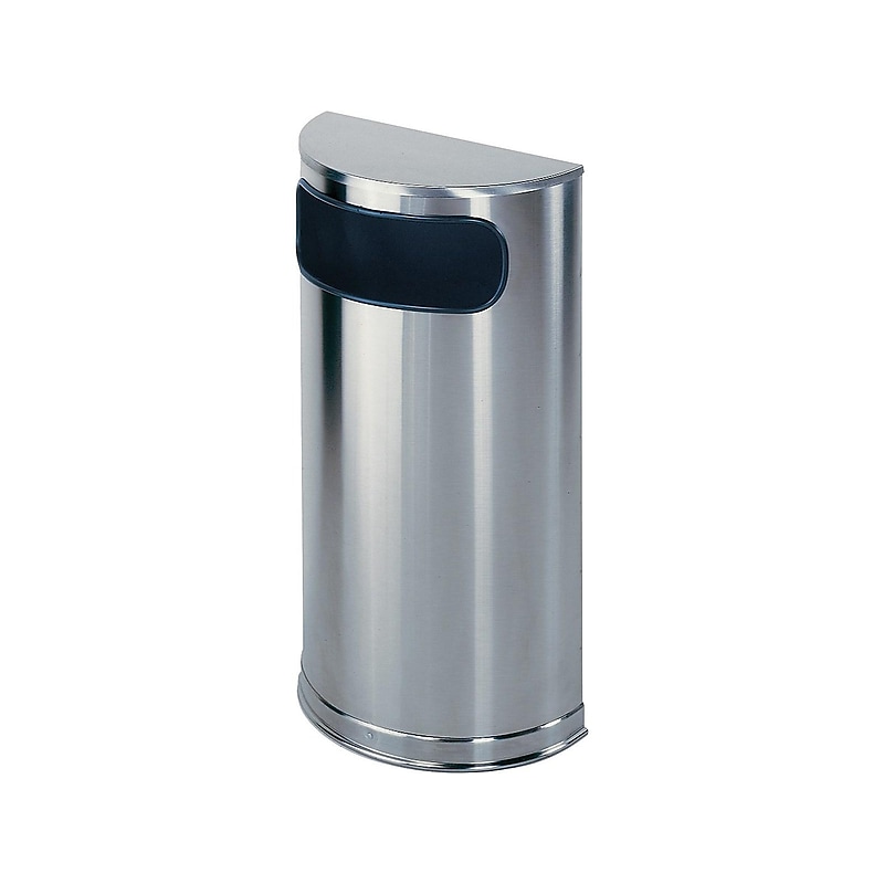 Rubbermaid Half Round Indoor Trash Can w/ no Lid, Stainless Steel Metal, 9 Gal. (FGSO8SSSPL) image 1