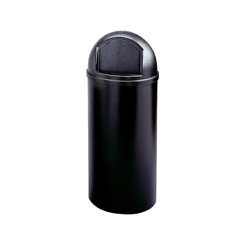 Rubbermaid Marshal Classic Indoor Trash Can w/Lid, Black Polyethylene, 15 Gal. (FG816088BLA) image 1