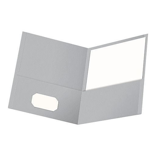 Oxford 2-Pocket Presentation Folders, Gray, 25/Box (OXF 57505