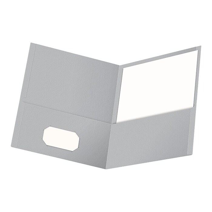 Oxford 2-Pocket Presentation Folders, Gray, 25/Box (OXF 57505